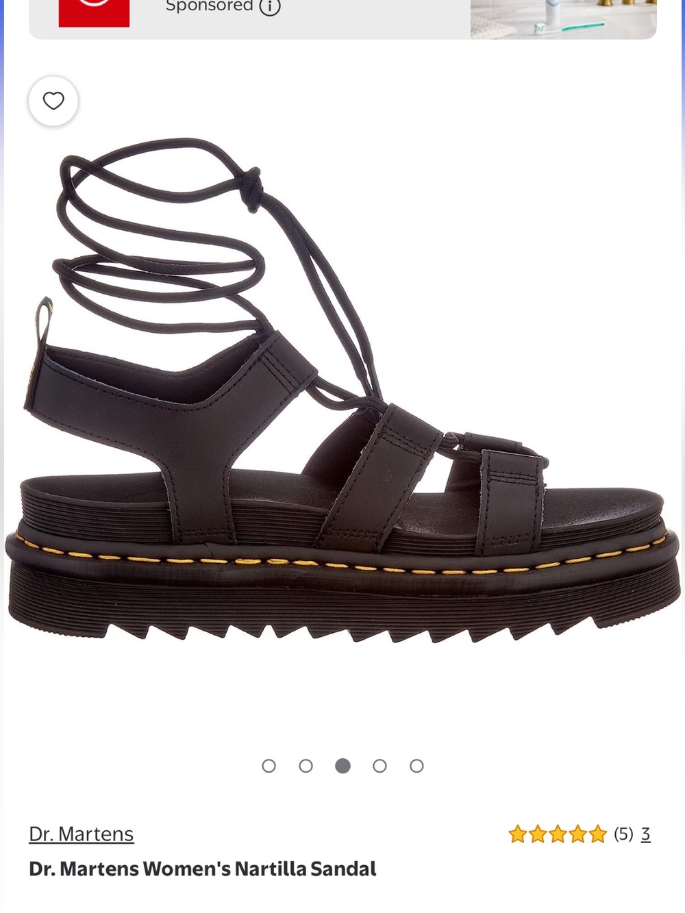 Dr. Martens Nartilla Brown Leather Platform Sandals with Black Insole women 9 - Picture 1 of 8